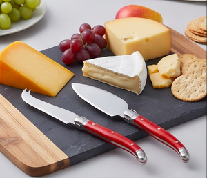 Juego de cuchillos para queso de acero inoxidable de 2 piezas con mangos amarillos y rojos, esparcidor de queso y gancho para queso duro - Product Image 6