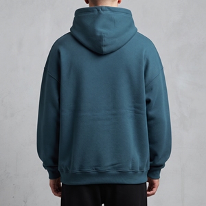 Sweat à capuche oversize vintage pour homme en polyester/coton brodé, style streetwear hiver, éco-responsable, bords bruts, pour l'industrie du vêtement en gros - Product Image 2