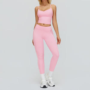 Conjunto de Yoga con Diseño de Espalda Descubierta, para Correr al Aire Libre, Material Spandex/Nylon 2501, Transpirable, de Secado Rápido, Cintura Alta - Product Image 1