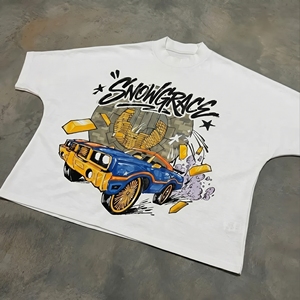 Snowgrace Cartoon Car Print Men's Short Sleeve T-Shirt Regular Fit O-Neck Cotton Jersey Casual Style - Product Image 2