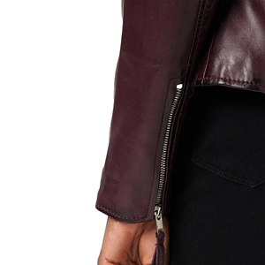 Women Genuine Leather Biker <b>Jacket</b> Ladies Black Slim Fit <b>Zip</b>-<b>Up</b> Customized Embroidery Logo Factory Rate Wholesale OEM - Product Image 4