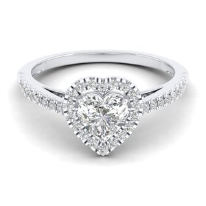 Bagues de fiançailles REYES en argent sterling 925 en forme de cœur avec moissanite 1 carat, faites à la main, cadeau d'anniversaire, bijoux fins - Product Image 1