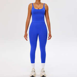 Mono de yoga de una pieza para chicas altas, con efecto fruncido en los glúteos, pantalones acampanados, ropa deportiva con logo personalizado - Product Image 3