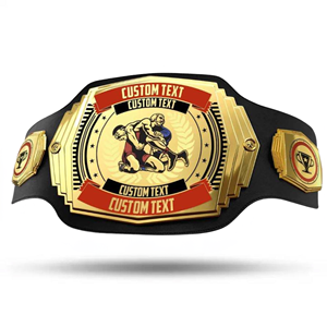 Cinturón de Campeonato de Lucha Libre con Diseño Personalizado, Chapado en Oro, Diseño en Relieve, Cuero Negro, Unisex, Premio Deportivo para Adultos - Product Image 1