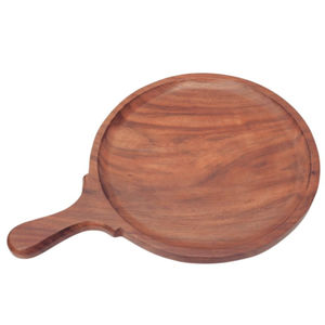 Tabla de pizza de madera con asa, tabla redonda de madera maciza para servir pizza, tabla de cortar para cocina, para uso doméstico y en restaurantes - Product Image 6