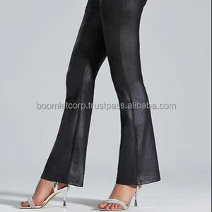 กางเกงหนังสำหรับนักขี่จักรยานหนังวัวแท้เอวสูงสำหรับผู้หญิงแฟชั่นสไตล์ตะวันตกอเมริกันพร้อมซิปวัสดุผ้าฟอกสีเข้ม - Product Image 1