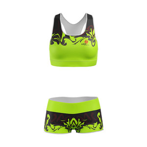 OEM Customized <b>Crop</b> <b>Top</b> High Waist Shorts High <b>Support</b> Bra Set Camouflage Print Spandex Polyester Women Yoga Gym Workout Wear - Product Image 5