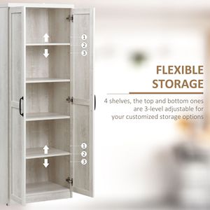 Mobile dispensa da cucina bianco antico a 5 ripiani con 2 mensole regolabili per lo stoccaggio - Product Image 5