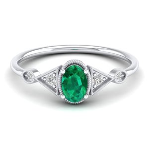 Anillos de Moissanita con Certificado GRA de Oro de 14K a Precio de Mayoreo REYES, Corte Ovalado, 0.5 Quilates, Gema Esmeralda, Regalo de Aniversario, Joyería Fina - Product Image 1