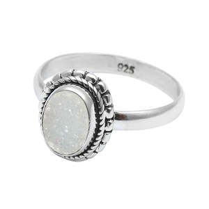 Anillo de Plata de Ley 925 Hecho a Mano con Gema Druzy Engastada, Anillo de Promesa, Joyería de Estilo Bohemio a Precio de Mayoreo - Product Image 1
