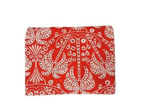 Tela Tejida Bordada con Palmeras Rojas en Algodón, Muy Demandada, para Confección de Vestidos, Saris y Kurtis para Niñas - Product Image 4