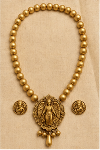 KOTTRAVAI Ensemble de colliers en laiton plaqué or avec pendentif ange et pièces de monnaie Ganesha, bijoux religieux pour femmes, cadeau de mariage ou de fête - Product Image 4