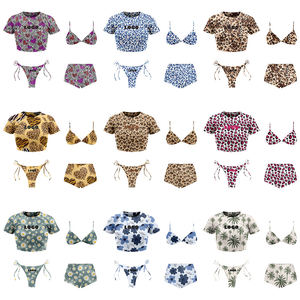 Traje de Baño Bikini de 2 Piezas Personalizado para Mujer, Diseño OEM sin Espalda, con Estampado de Leopardo y Lazos Laterales, Material Spandex/Poliéster - Product Image 4