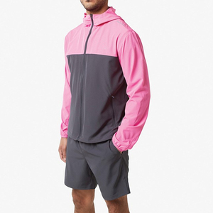 Custom Two Piece Windbreaker Short Jacket Set Patchwork <b>Zip</b> Nylon Polyester Streetwear Tracksuit Men Knitted Embroidered - Product Image 5
