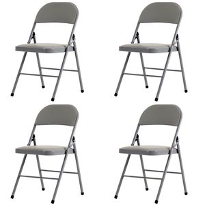 Eleganti Sedie Pieghevoli in Ferro Grigio e PVC, Set da 4 Pezzi, per Convenzioni ed Esposizioni, Codice 52529768 - Product Image 2