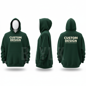 Sweat-shirt à capuche zippé unisexe vert olive, design personnalisé, en molleton de coton oversize, écologique, avec poche et imprimé lettres sur le devant, style décontracté - Product Image 5