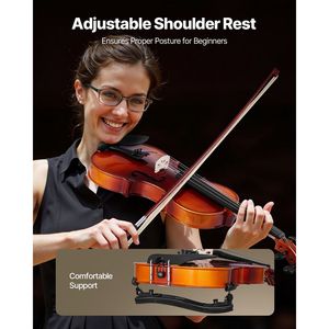 Set Violino 4/4 per Adulti con Custodia Rigida, Resina, Arco, Supporto Spalla e Corde Extra per Principianti e Studenti - Product Image 5