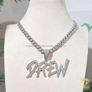 ตัวอักษรแปรงน้ำแข็งที่กำหนดชื่อกับ VVS ห้องแล็บปลูกเพชรใน925เงินสเตอร์ลิงเครื่องประดับฮิปฮอปส่วนบุคคล - Product Image 1