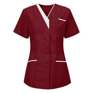 2026 Healthcare NHS Tunics Women Nurse <b>Uniform</b> Top Burgundy Color Bleach Resistant for <b>UK</b> Clinic Dental Tunic Female <b>Scrubs</b> Top - Product Image 1