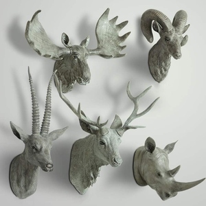 Decoración de Pared con Cabeza de Animal 3D Hecha a Mano en Aluminio, Diseño Moderno, Paquete de Varias Piezas - 21x17x36cm (8x7x14 pulgadas) - Product Image 6