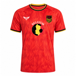 Camiseta de Fútbol Roja Inspirada en Bélgica 2026, Camiseta para Fanáticos del Fútbol Adulto, Estilo Local de Bélgica, Ropa Deportiva - Product Image 1