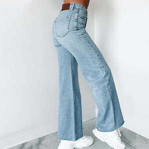 Pantalones vaqueros casuales de otoño para mujer, estilo streetwear, de pierna ancha, holgados, de cintura media, largos hasta el suelo. - Product Image 3