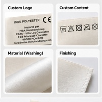 Étiquettes de lavage personnalisées en satin avec texte et symboles, étiquettes pour vêtements et accessoires