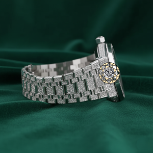 Reloj de Lujo con Diamantes, Cristal de Zafiro, 40 mm, Aleación de Oro Rosa, Correa de Acero Inoxidable, Resistente al Agua 5 BAR, Números Romanos - Product Image 2