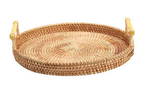 Juego de 3 bandejas de ratán con asas, bandejas para frutas, redondas, de ratán naturalmente tejido, precio al por mayor de fábrica. - Product Image 4