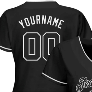 Camiseta de béisbol negra con cuello en V de tela de malla de alto rendimiento, personalizada por sublimación, precio de fábrica - Product Image 3