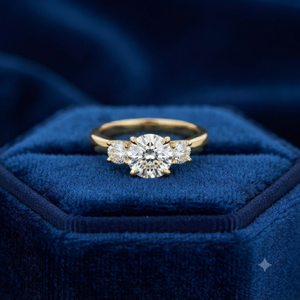 Bague de promesse tendance pour femme, personnalisée, en or massif 14 carats, classique, sertie de trois pierres en moissanite, cadeau idéal pour mariage - Product Image 6