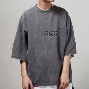 Custom <b>logo</b> Drop Shoulder Vintage Fade Tee Half Sleeves Oversized Men Blank Washing Oversized T-shirt - Product Image 1