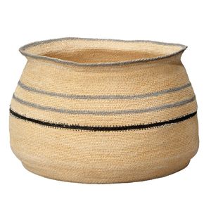 Panier de rangement en jonc de mer tressé à la main, multicolore et rayé, style bohème, avec poignées, pour la maison, le salon ou la buanderie - Product Image 5