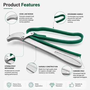 Clé à filtre robuste avec sangle réglable verte et poignée en acier argenté pour filtres à huile, raccords de tuyauterie, plomberie automobile - Product Image 3