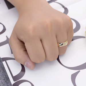Classic Yellow Gold Wedding Band Unisex <b>Ring</b> Smooth Design Simple Style - Product Image 6