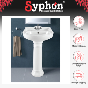 Distribuidor de Primera Categoría Ofrece Lavabo de Cerámica Blanco Elegante de Calidad Superior con Pedestal a un Precio de Mercado con Descuento - Product Image 2