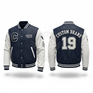 Custom Brand <b>Men's</b> Black Varsity <b>Jacket</b> PU Leather Sleeve Embroidered Letter C Preppy Style Autumn Wear - Product Image 6