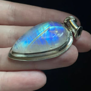 Collar de plata de ley sólida 925-Colgante de piedras preciosas hecho a mano-Colgante con cadena-Joyería de plata para mujer - Product Image 1