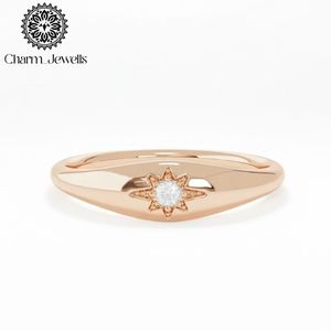 Charm Jewells Yellow Gold Moissanite Engagement Ring <b>Star</b> Shape Prong Setting Women's Classic Style IGI Certified 3 Gm - Product Image 3