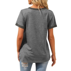 Camiseta de Cuello en V para Mujer, Color Sólido, 100% Algodón Premium, Ecológica, Transpirable, Informal, Cómoda para el Día a Día, Diseño Moderno - Product Image 2
