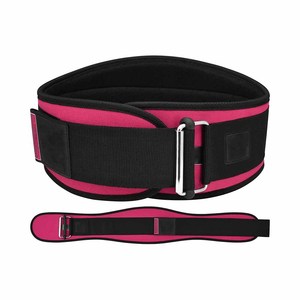 Adjustable <b>Weight</b> Lifting <b>Belt</b> With Buckle Closure Breathable Waist Support For Strength Training Unisex Pink And Black - Product Image 1