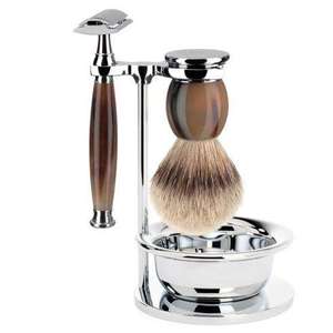 Set de Afeitado de Seguridad para Hombre de Barbería: Maquinillas de Afeitar de Doble Filo con Mango Largo + Brocha de Afeitar de la Mejor Calidad (Pelo de Ardilla) - Product Image 1