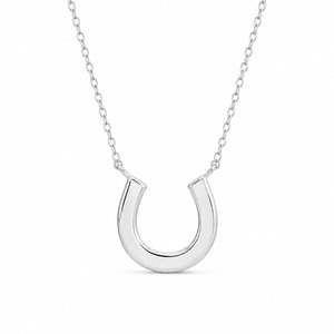 Pendentif fer à cheval en argent sterling 925 |   Collier porte-bonheur fin |   Bijoux gravés sur mesure, cadeau |   Fabricant d'usine OEM - Product Image 1
