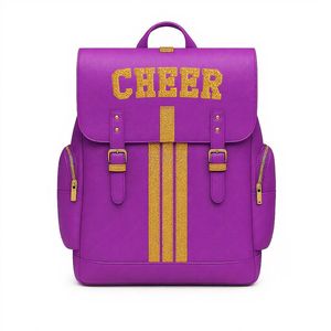Cheer <b>Backpack</b> Pink Glitter Print Front Logo <b>Children</b> Polyester Material Zipper Closure Custom Glitter Cheerleading <b>Backpack</b> - Product Image 3