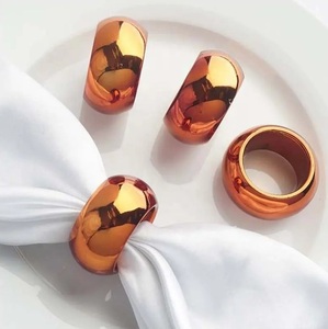 Copper Plated Metal Napkin Ring Round Shape for Weddings Receptions Dinner <b>Party</b> <b>Table</b> Decoration Napkin Holder For Sale - Product Image 4