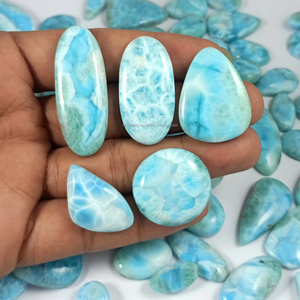 Larimar naturel, pierre précieuse en vrac, forme libre, cabochon lisse pour la fabrication de bijoux, lot en gros - Product Image 1