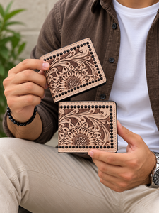 New Arrival Genuine Leather Men's <b>Wallet</b> Hand Tool Leather <b>RFID</b> Blocking Cash & <b>Card</b> Holder <b>Wallet</b> Brown Short Length Daily Use - Product Image 1