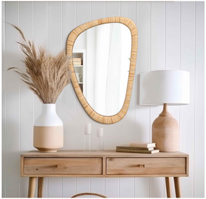 Vietnam Modern Rattan Floral Round <b>Mirror</b> Handmade Wall Decor - Product Image 4