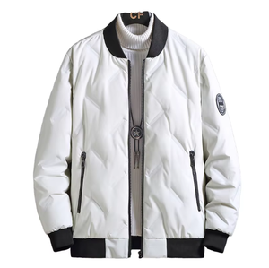 Blouson matelassé long d'hiver pour homme, col montant, en tissu, avec fermeture éclair, isolé, pour l'extérieur, vente en gros usine - Product Image 1