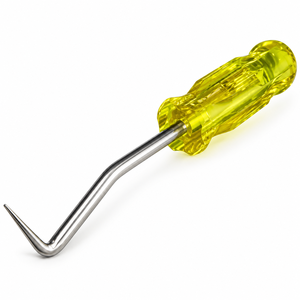 Aiguille à crochet courbée pour sellerie en cuir, pointe en acier inoxydable, manche jaune transparent, outil de réparation de bijoux et de couture ZETOMEDPRO - Product Image 1